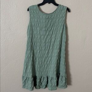 Women's Solid Color Ruffled Hem Sleeveless Summer Dress Large Green